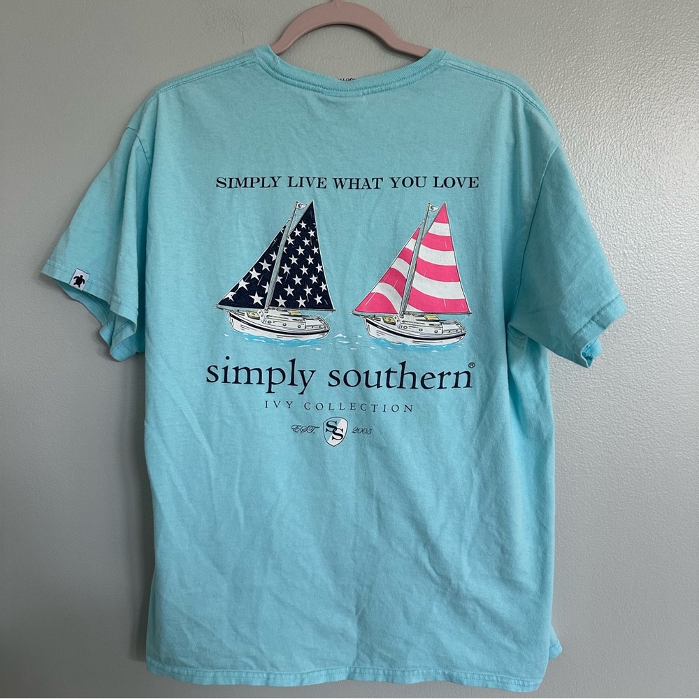 Simply Southern Preppy Sail Boat Tee in Marine